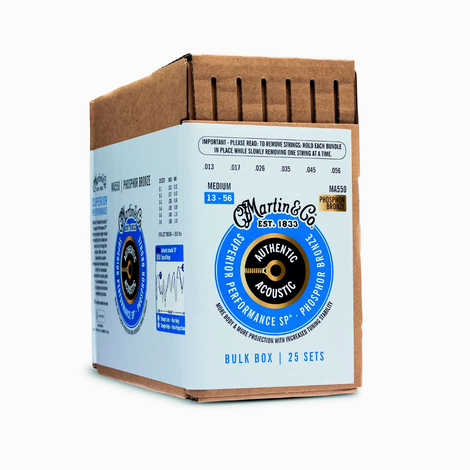 MARTIN - MA550BULK AUTHENTIC SP Phosphor Bronze MEDIUM 13-56, Confezione da 25