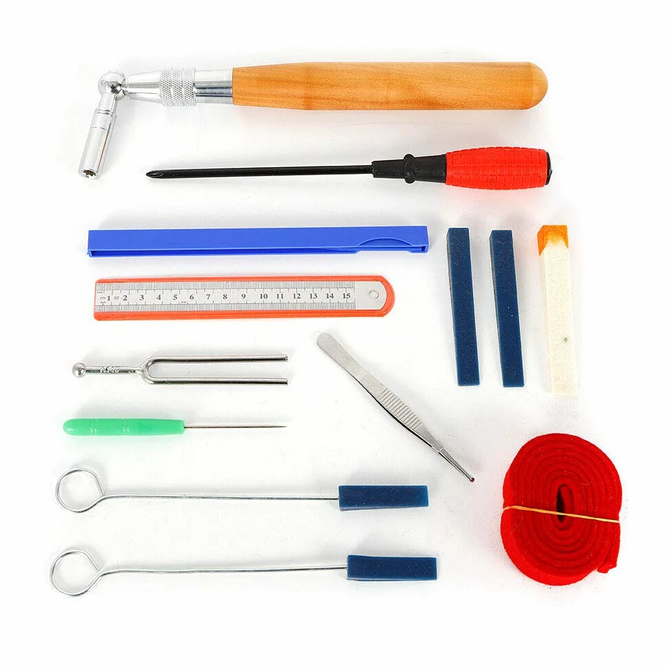 Kit professionale per tuning, per accordatore, 13 pezzi + 1 sacchetto, gomma + manico in legno + acciaio inox