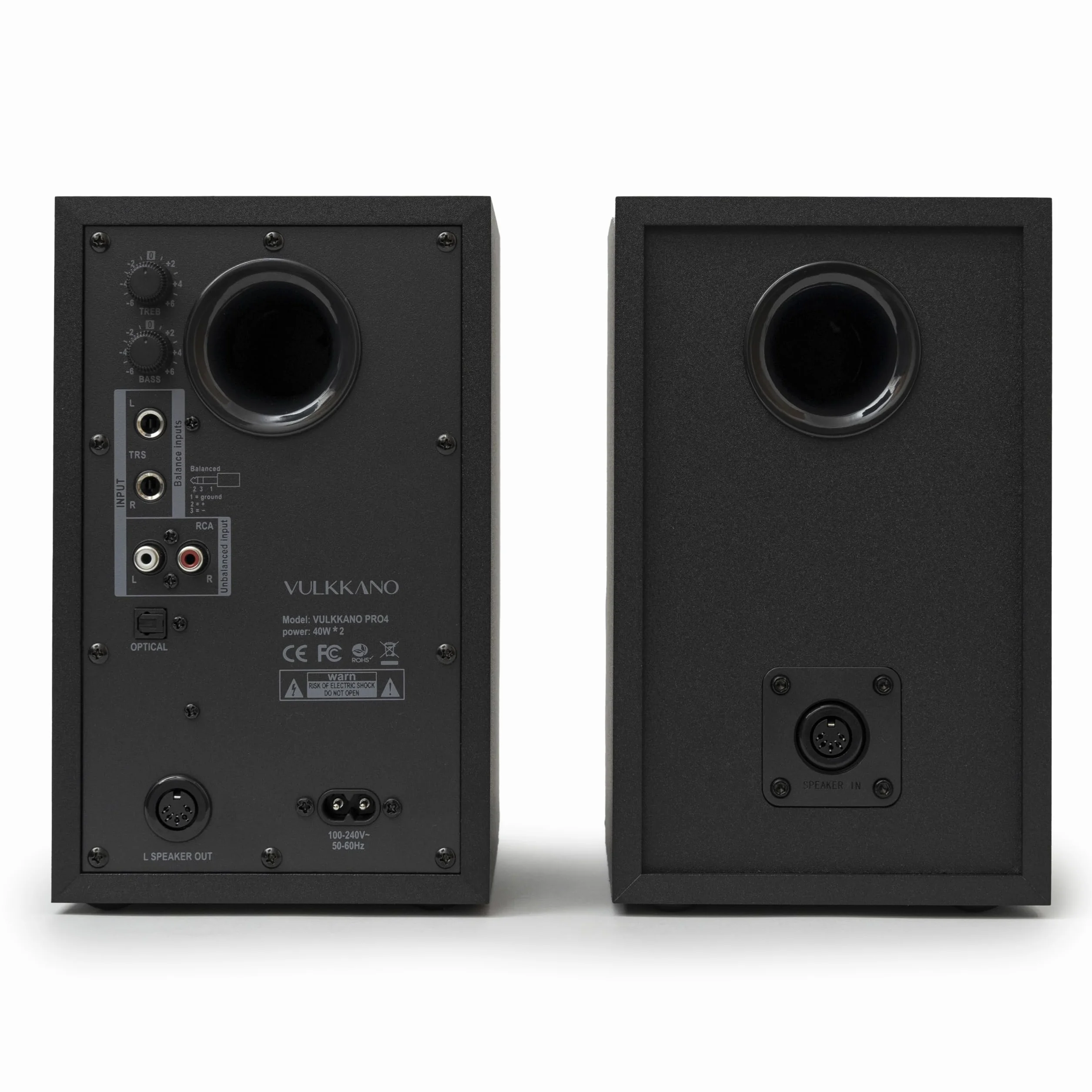 VULKKANO PRO4 Casse Monitor Studio con Woofer da 4”, Bluetooth, Ingresso Bilanciato TRS, RCA, Uscita per Cuffie, AUX, Ottica, Regolazioni EQ, Casse per PC
